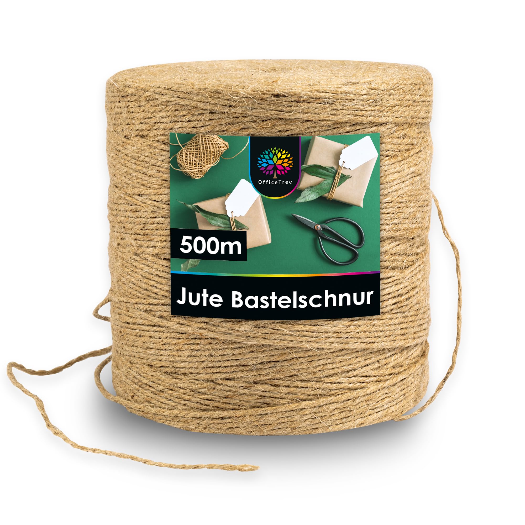 OfficeTree 500m Jutegarn 2mm - Bastelschnur - Kordel Natur - Paketschnur Naturfaser - Juteschnur - Juteband für Gartenbedarf zum Geschenk verpacken Dekoration - Jute Schnur basteln - Jute Twine Angebot bei HelloDeals