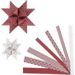 Vivi Gade Design 3D Paper Star rot/beige Fröbelsterne Falt- Papierstreifen für 15 Sterne 15+25mm Single Angebot bei HelloDeals