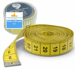 2 in 1 - Massband Maßband cm + INCH Schneidermaßband 150 cm in Aufbewahrungsbox 150 cm yellow Angebot bei HelloDeals