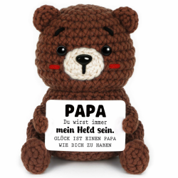 Positive Bär Geschenke für Papa, Handgehäkelter Bär Figuren, Bester Papa Geschenke zum Geburtstag Vatertag Weihnachten, 2.36x1.97x3.74 inches Angebot bei HelloDeals