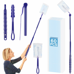 Kasanni 60 Stück Staubmagnet Duster, Staubmagnet Nachfüllpack Set, Staubwischer mit 2 Handgriff, 360° für Staubwedel Teleskop Starterset, zur Reinigen von Tierhaare Staub Schmutz Angebot bei HelloDeals