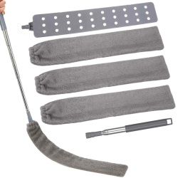 Einziehbarer Spalt-Staubreiniger mit 4 Abwaschbaren Tüchern, Mikrofaser-Handstaubwedel, dehnbarer Staubwedel mit Edelstahl-Teleskopstange, Mikrofaser-Eckbesen Angebot bei HelloDeals