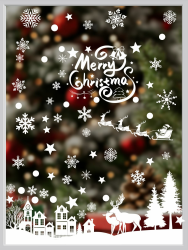216 Weihnachtsdekoration Fenster statische Aufkleber, Weihnachtsfensteraufkleber mit Schneeflocken und Rentieren, wiederverwendbare PVC-Fensteraufkleber für Winter Weihnachtsfensterdekoration Angebot bei HelloDeals