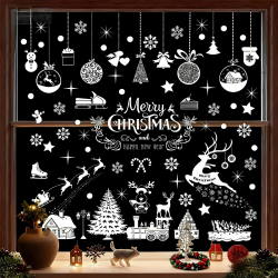 236 Stück Fensterbilder Weihnachten, Schneeflocken Fensterdeko Weihnachtsmann Selbstklebend Fensterbilder für Weihnachts, Fensterfolie Winter pvc aufkleber Fenster Weihnachts deko (Weihnachten B) Angebot bei HelloDeals