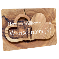 Fussmatte personalisiert - Herzlich Willkommen - Motiv 2 Holzherzen - 60x40 cm, Fußabtreter waschbar, Fußabstreifer für die Haustür, Fußmatte rutschfest Willkommen 03 Angebot bei HelloDeals