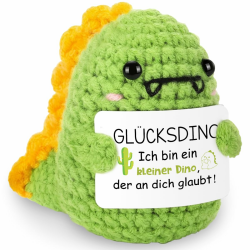 HUKUMA Positive Geschenke Dino Kuscheltier,Gehäkeltes Emotional Support Geschenk,Positives Dinosaurier,Stress Relief Gifts,Positive Crochet Animals,Pocket Hug Dinosaur Support Mental Health Grün Dino Angebot bei HelloDeals