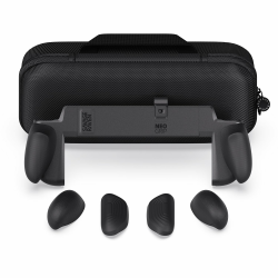 by Skull & Co. NeoGrip Bundle for Nintendo Switch 2: An Ergonomic Grip Hard Shell Handheld Case with Replaceable Grips [to fit All Hands Sizes] [with Carrying Case]- Black Angebot bei HelloDeals