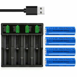 18650 Akku Ladegerät mit 4 Pack 3,7V 3200mAh Akku Button Top NI-MH, 4-Soll LCD Smart Schnell Aufladen USB Batterieladegerät für 10440 14500 16340 18650 26650 Li-ion Wiederaufladbarer Akkus Button Top Batterie Angebot bei HelloDeals