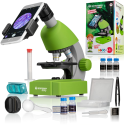 Bresser Junior Kinder Mikroskop 40x-640x mit Led, Zoom-Okular, Smartphonehalter, Urzeitkrebse-Set, ab 8 Jahre grün Grün Single Angebot bei HelloDeals
