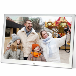 KASTISS 14" Digitaler Fotorahmen 1280x800 Elektronischer Fotorahmen, HD-Bild-Musik-Video-Funktion, Foto-/Musik-/Video-Player/Kalender/Wecker, USB/SD-Kartenunterstützung, Fernbedienung (Silber) F14-Zoll Silber 14-Zoll Angebot bei HelloDeals