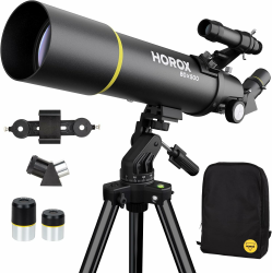 Teleskop 80mm Öffnung 500mm Refraktor Teleskop für Erwachsene, Teleskop für Kinder Anfänger w. Pro Stativ Telefon Adapter, tragbarer Teleskop Rucksack Black Angebot bei HelloDeals