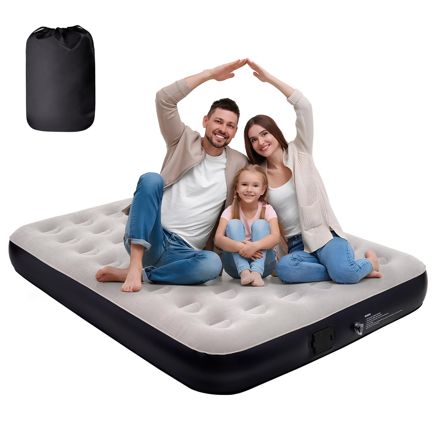 Luftbett 2 Personen, Aufblasen mit 1 klick, Selbstaufblasend Luftmatratze mit Pumpe Doppel Matratze aufblasbar Bett Air Mattress Inflatable with Electric Pump, 198x152 25 x 198 x 152cm Angebot bei HelloDeals