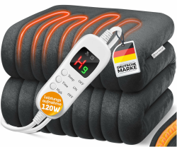 KESSER® Heizdecke aus Plüsch 180x130cm Grau TÜV SÜD GS geprüft | elektrische Wärmedecke mit Timer Abschaltautomatik | Kuscheldecke Decke | 7 Temperaturstufen | waschbar bis 40°C | Digitalanzeige 180 x 130 cm Anthrazit Angebot bei HelloDeals
