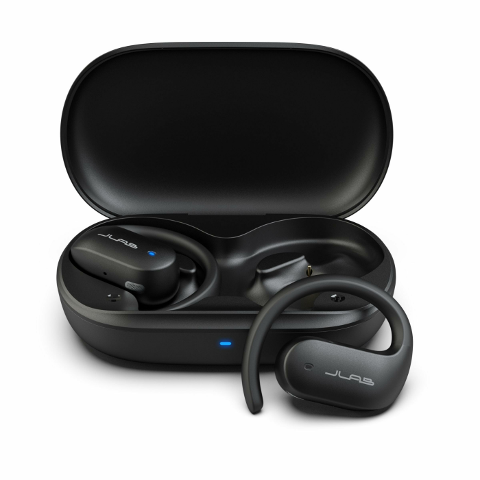 JLab JBuds Open Sport Kopfhörer – Kabellose Open-Ear Sportkopfhörer mit Ohrbügeln, 26 Std. Laufzeit, Bluetooth-Kopfhörer für Läufer und Jogger, IP55 Schweißresistent, Bluetooth Multipoint, Schwarz Angebot bei HelloDeals