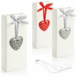 com-four® 3x Luftbefeuchter Heizung - Heizkörper Luftbefeuchter in weiß - Heizung Wasserverdunster aus Keramik mit Herz-Deko (3 Stück - Deko Herzen) Angebot bei HelloDeals