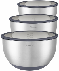 Edelstahl Schüssel mit GLAS-Deckel [3er Set] 1l + 2.5l + 4.5l | Rührschüssel, Salatschüssel, Schüsselset, | rutschfest | stapelbar | Spülmaschinenfest Angebot bei HelloDeals