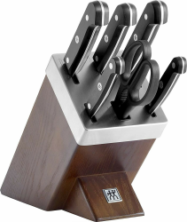 ZWILLING Gourmet Selbstschärfender Messerblock, 7-tlg., Messer und Schere aus rostfreiem Spezialstahl, Kunststoff-Griff, Braun [Made in Germany] Gourmet Braun Angebot bei HelloDeals