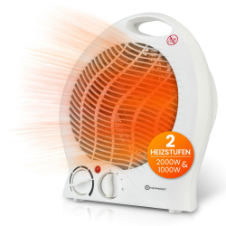 Heizlüfter energiesparend 2000 Watt - Schnellheizer mit ENERGIESPARSTUFE und Tragegriff - Elektroheizung mit Thermostat und 2 Strom Heizstufen I 2in1 Kühlfunktion I 22x29x13 cm (weiß) Angebot bei HelloDeals
