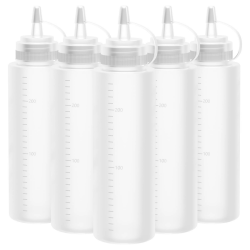 Squeeze Flasche, 5 Stück 250ml 8oz Plastik Quetschflasche Mit Kappen - BPA Frei,Kein Leck Condiment Flaschen für Malen,Backen,Ketchup,scharfe Soße,Olivenöl, Saucenflasche Angebot bei HelloDeals