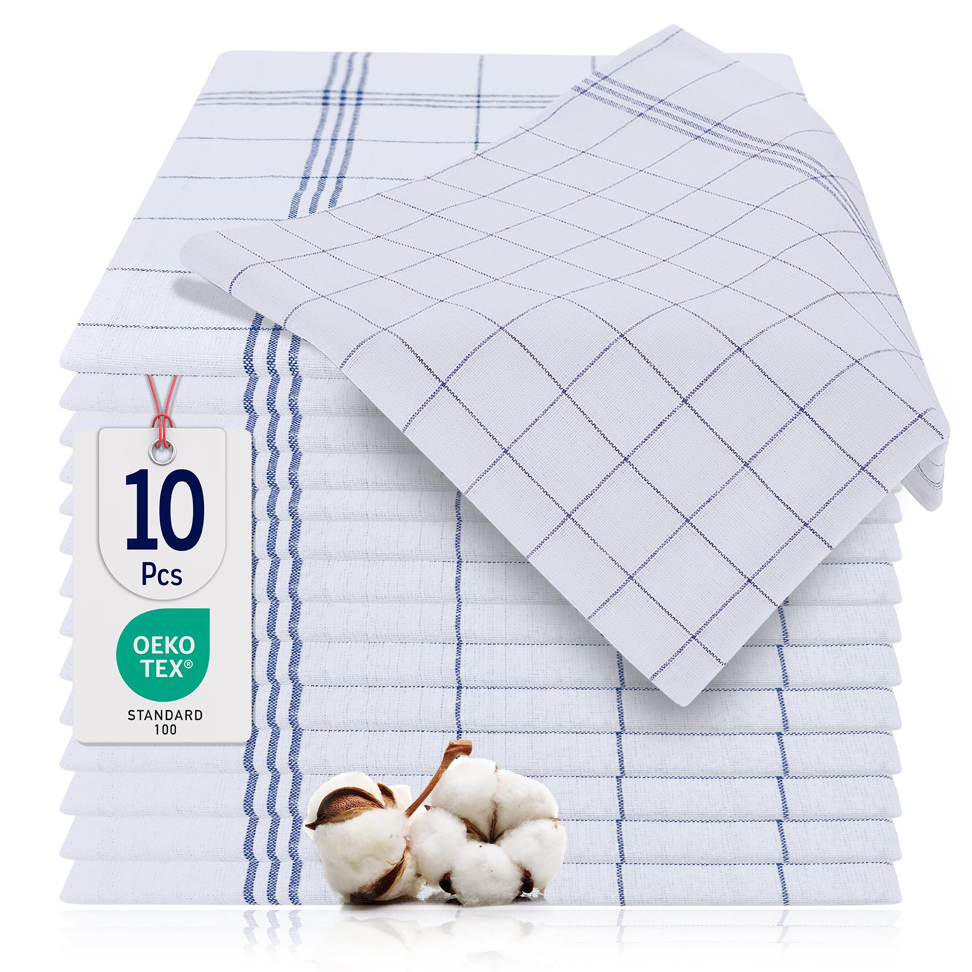 BARBONS Geschirrtücher 10er Set - Baumwolle 50x70 cm - Oeko-TEX Zertifiziert - Küchentextiliensets Trockentücher Küchenhandtücher Küchentücher Geschirrhandtücher Waschbar bis 90 C Blau 10 er Blau Angebot bei HelloDeals