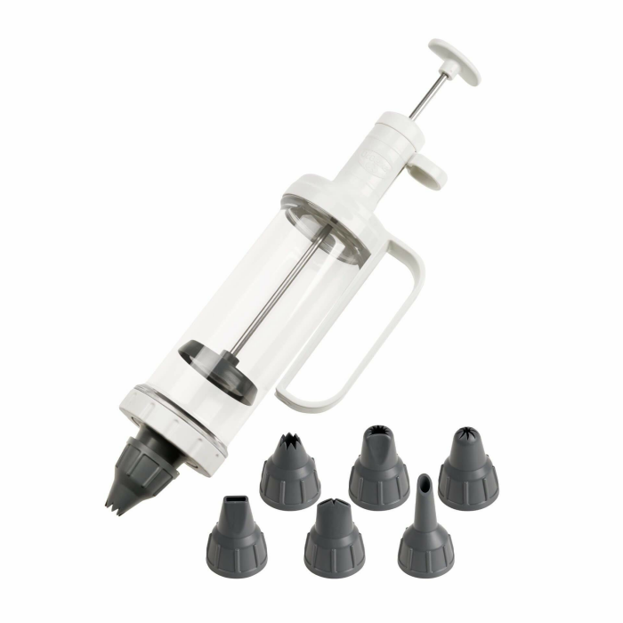 Dr. Oetker Einhand-Garnierspritze für kreative Küchenkünstler – inkl. 6 vielseitige Tüllen, robust & ergonomisch, weiß Angebot bei HelloDeals