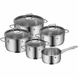 WMF Astoria Vorteils Topfset Induktion 5-teilig, Kochtopf Set mit Glasdeckel, Cromargan Edelstahl poliert, Induktions Töpfe Set unbeschichtet Astoria Vorteilsset 5 teilig Angebot bei HelloDeals