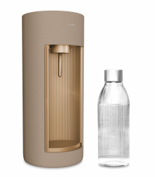 Mysoda: Stilvoller Glassy Wassersprudler aus Holzkomposit und Aluminium (ohne CO2-Zylinder) mit 1-Liter-Glasflasche & BPA-freier 1-Liter-Plastikflasche - Latte Angebot bei HelloDeals