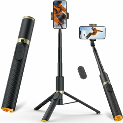 Handy Stativ, Schwere Ausführung Selfie Stick mit Fernbedienung, tragbares Reisestativ für Selfies Videoaufnahmen Vlog, 158CM ausziehbarer Stativ für SmartphoneTripod für iPhone Android Samsung Dunkelgoldene Symphonie Angebot bei HelloDeals