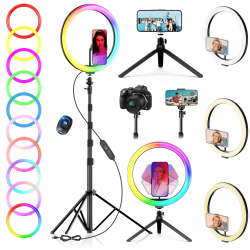 PEYOU 12"/186 cm Selfie Ringlicht mit Stativ Handy,【3-in-1】 Ring Light mit（Tischstativ） 48 RGB-Modi,Dimmbare Handy Stativ mit Ringlicht,stativ für Smartphone für Tiktok YouTube Makeup Fotografie 12inch Angebot bei HelloDeals