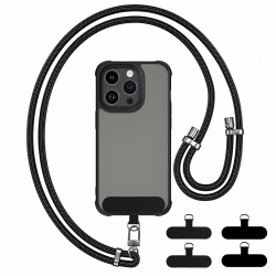Handykette Universal, Verstellbar Nylon Handyband mit 4 Patches für Damen & Herren, Ohne Hülle, Phone Lanyard für alle Smartphone mit Handyhülle für Outdoor, Reise, Unterweg Schwarz Angebot bei HelloDeals