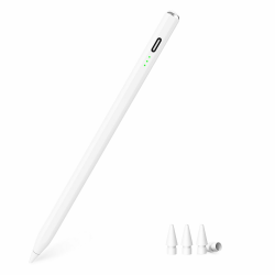 Stift für iPad (2018-2025) - Kompatibel mit iPad Pro 12.9" (M4/M3/M2), Air 7/6/5/4/3, 11.-6. Gen und Mini 5/6/7 - Mit 2-Fach Schnellladung, neigungssensitiver Steuerung und Palm-Rejection-Technologie Weiß Angebot bei HelloDeals