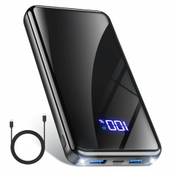 Powerbank 20000mAh, 22,5W USB-C Schnellladefunktion, Tragbarer externer Akku mit LED-Display & Taschenlampe, Universell kompatibel 20000mAh Schwarz Angebot bei HelloDeals