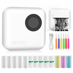 GuKKK Mini Drucker, Mobiler Fotodrucker, Tragbarer Mini Fotodrucker, Wireless Fotodrucker Thermodrucker, Smartphone Bluetooth Drucker, für Lernhilfe,Lernnotizen, Journal, Notizen, Journal (Weiß) Angebot bei HelloDeals
