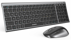 Bluetooth Tastatur mit Maus, SEENDA COE401 Kabelloses Tastatur Maus Set für Windows/Mac/iPad/Android | Ultradünne Metall-Tastatur + Leise Funkmaus | 3 Geräte Verbindung, QWERTZ Layout, Grau Angebot bei HelloDeals