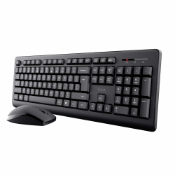 Trust Primo Tastatur Maus Set Kabellos Deutsches QWERTZ Layout, Flachen Tasten, Spritzwassergeschützt, Beidhändig Funkmaus, EIN USB-Empfänger, Kabellose Tastatur für PC Computer Laptop Mac Kabellos Schwarz Angebot bei HelloDeals
