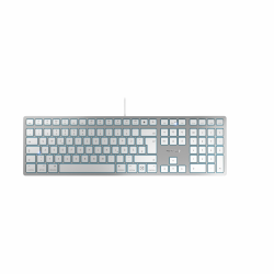 CHERRY KC 6000C FOR MAC, Kabelgebundene Mac-Tastatur (USB-C Anschluss), Deutsches Layout (QWERTZ), Flüsterleise Tasten, Flaches Design, Weiß-Silber Deutsches Layout - QWERTZ USB-C Anschluss Angebot bei HelloDeals