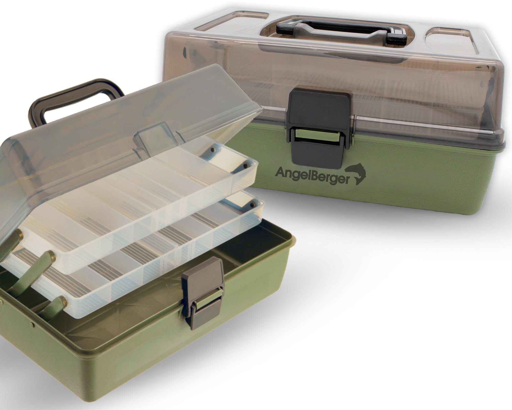 Angel-Berger Angelkoffer 2 ladig Gerätekoffer Angelkasten 2 Ausziehbare Laden Angel-Kiste für Angelzubehör Angelbox Angebot bei HelloDeals