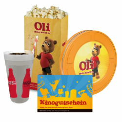 Kinder Geschenkfilmdose : 3 in 1 Kino zum Verschenken mit 1x Kinogutschein sowie Gutscheinen für 1x Softdrink und 1x Popcorn-Gutschein für jeden Anlass Angebot bei HelloDeals