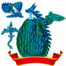3D Gedrucktes Drachenei mit Drache mit Flügeln, 22CM Fliegender Drachen Spielzeug, Drache im Ei und Ewegliche Gelenke Kristall Drache mit DREI Magnetverschlüssen, Schreibtisch Dekoration (Blaugrün) Angebot bei HelloDeals