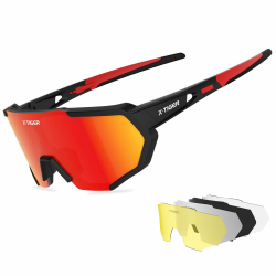 X-TIGER Fahrradbrille, Herren Damen Sportbrille, UV400 mit 5 Wechselgläser,Starker TR90 Frame, mit Montierbarem Brillenband & Ohrhaken, Outdoor-Sport/Radfahren/Laufen/Autofahren/Angeln/Golf Jpc02 Angebot bei HelloDeals