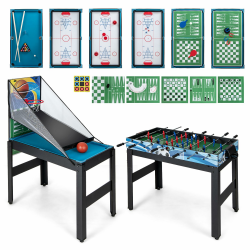 COSTWAY 15 in 1 Spieltisch Set, Tischspiel multifunktional mit Tischfußball Hockey, Billard, Tischtennis, Bowling, Shuffleboard, Schach, Dame & Backgammon, Kombi-Tisch für Kinder Erwachsene Angebot bei HelloDeals