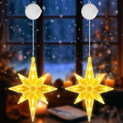 Weihnachtsdeko Fenster Innen, 2 Stück LED Nordstern Weihnachtsbeleuchtung Lichter mit 3 Beleuchtungsmodi, Timer, Saugnäpfe, Fensterbeleuchtung Weihnachten für Balkon, Party(Warmweiß) 2 Stück-Nordstern Warmweiß Angebot bei HelloDeals