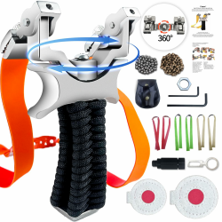 Zwille Steinschleuder Profi Set, Schleuder Der Bugkopf kann um 360 Grad gedreht Werden,Sport Outdoor Slingshot mit 6 Gummibändern 100 Tonkugeln und 100 Stahlkugeln und Anwendungstipps-Anleitung Angebot bei HelloDeals