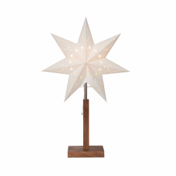 EGLO Tischlampe mit Weihnachtsstern, Dekostern beleuchtet aus Papier mit Holz-Sockel, 3D Fenster-Leuchtstern stehend in weiß mit Kabel, E14 Höhe 55 cm Single Angebot bei HelloDeals