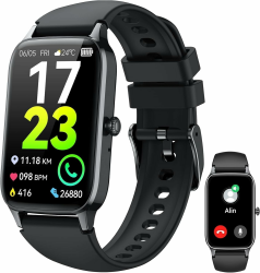 Smartwatch Herren Damen, 1,57" HD Fitnessuhr Herren mit Telefonfunktion, Wasserdicht Aktivitätstracker 110+ Sportmodi, Fitness Tracker mit Herzfrequenz Schlafmonitor Schrittzähler, Android iOS Schwarz/Black Angebot bei HelloDeals