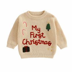 L&ieserram Baby Jungen Mädchen Weihnachtspullover Weihnachten Gestrickt Pullover Jumper My First Christmas Outfit Kleidung Neugeborenen Weihnachtsoutfit Weihnachtspulli D - Khaki 0-3 Monate Angebot bei HelloDeals