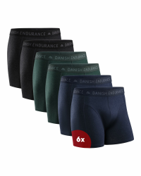 DANISH ENDURANCE 6er Pack Boxershorts Herren, Weiche Baumwolle, Unterhosen Männer mit Stretch, Bequem & Ohne Zettel, Mit Eingriff oder ohne Mehrfarbig (2x Schwarz, 2x Grün, 2x Blau Melange) L Angebot bei HelloDeals