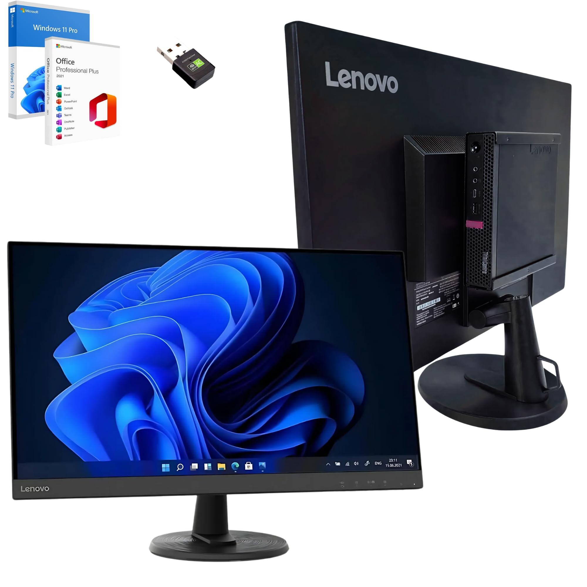 Lenovo Computer All in One 27 Zoll i5 8500 16 GB Ram 1 Tera SSD Win 11 Pro Office 2021 Pro 36 Monate Garantie -c27-40 Angebot bei HelloDeals