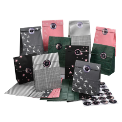 Adventskalender zum Befüllen, 24 Weihnachtskalender Geschenk Papiertüten Groß zum Selber Befüllen, Kraftpapiertüten Advents Tüten Selbstbefüllen mit Aufkleber für Kinder Mädchen und Frauen Rosa+Schwarz+Grau Angebot bei HelloDeals