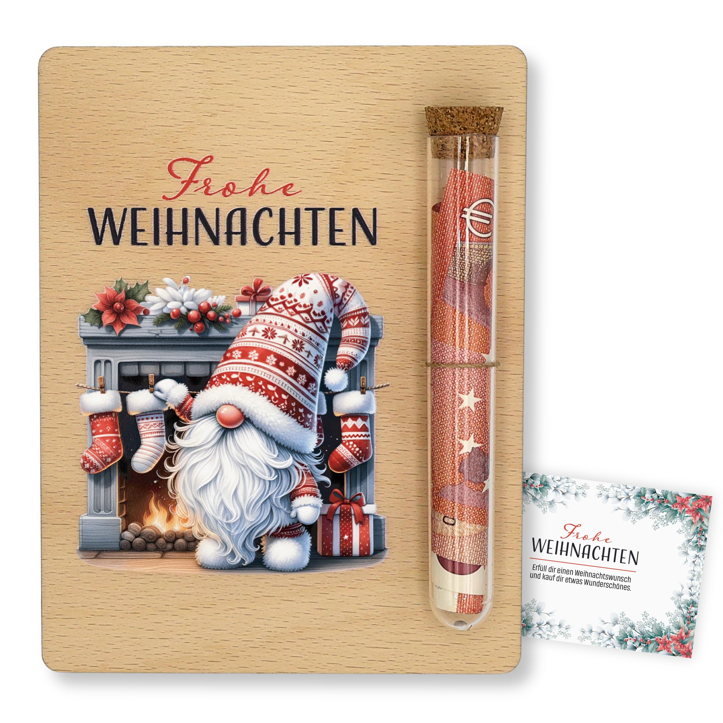 ZUKLA Verpackung Geldgeschenk Weihnachten - 13 x 10 cm - mit Reagenzglas - Geldgeschenk Verpackung Weihnachten Holz Weihnachten - Wichtel Angebot bei HelloDeals